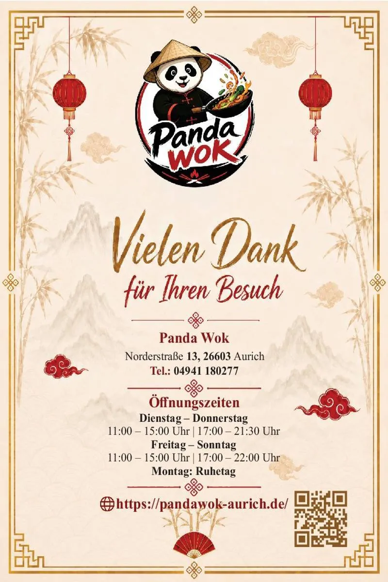 Panda Wok Speisekarte – Vielen Dank · Kontakt · Öffnungszeiten